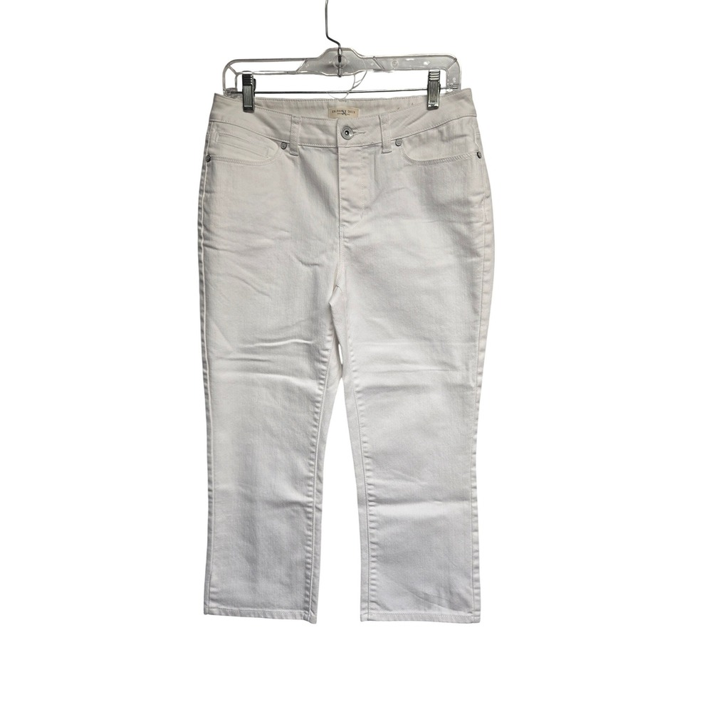 Coldwater Creek Womens White Denim Capri Cropped Jeans Size 8 Stretch Casual